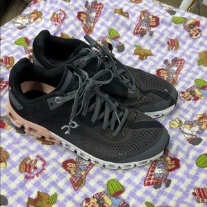 Stylish Women's Athletic Shoes in Black and Peach
